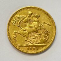 Australian Queen Victoria 1871 Gold Sovereign Victorian "S" Sydney Mint Mark