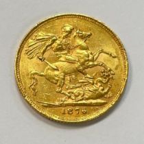 Great Britain Queen Victoria 1876 Gold Sovereign Victorian No Mint Mark