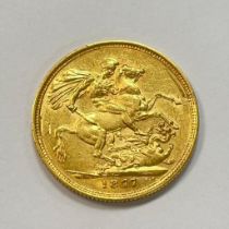 Australian Queen Victoria 1877 Gold Sovereign Victorian "M" Melbourne Mint Mark