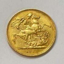 Australian Queen Victoria 1884 Gold Sovereign Victorian "S" Sydney Mint Mark