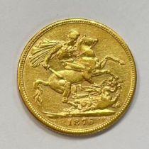 Australian Queen Victoria 1876 Gold Sovereign Victorian "M" Melbourne Mint Mark
