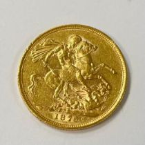 Great Britain Queen Victoria 1876 Gold Sovereign Victorian No Mint Mark