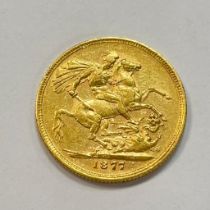 Australian Queen Victoria 1877 Gold Sovereign Victorian "M" Melbourne Mint Mark