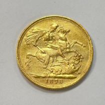 Australian Queen Victoria 1878 Gold Sovereign Victorian "M" Melbourne Mint Mark
