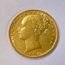 Great Britain Queen Victoria Shield Back 1873 Gold Sovereign Victorian No Mint Mark (Die Number 12)