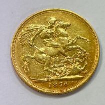 Great Britain Queen Victoria 1876 Gold Sovereign Victorian No Mint Mark