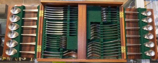 1960s teak canteen of cutlery.