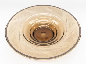 In the Manner of Scheider Glass - A large possibly French 20th Century smoky glass charger or centre