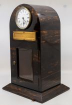 A late 19th Century 8 day coromandel clock letter box, the clock face has Roman numerals,