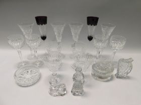 Waterford Crystal - A collection of mixed crystal cut glass wares to include; four matching wine