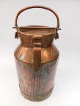 A 19th century copper milk churn with lid with Number 46 detail to collar