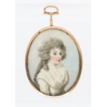 English School (18th Century) in the style of John Downman ARA (1750-1824)  Portrait miniature of