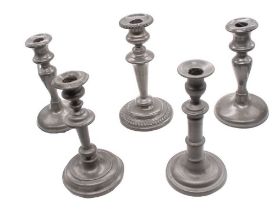 Late 19th Century pewter candle sticks.