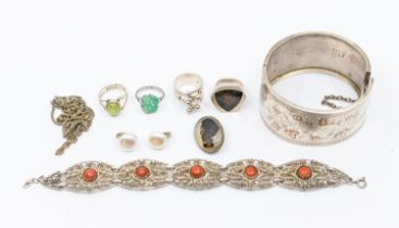 A collection of silver and white metal jewellery to include a ANNA GRETA EKER Vintage Norwegian