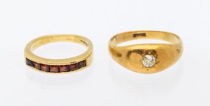 A diamond set 22ct gold dress ring, comprising a small old cut diamond star set to a tapered