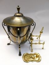 A late 19th/early 20th century large brass ornately designed coal bucket, with internal detachable