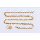 A 9ct gold belcher link chain, each link approx 4mm, length approx 53cm, with pierced heart clasp,