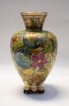 A large colourful 20th century decorative Belgian pottery vase.