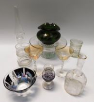 A collection of early to mid 20th Century glass wares, coloured and clear, mostly in good order a