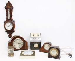 Early 20th Century oak wall barometer along with a collection of early to mid 20th Century wall