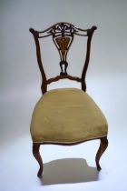 Reproduction mahogany wine table along with an Edwardian chair.