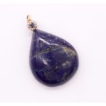 A large lapis lazuli pear shaped pendant measuring approx 55x40mm including top section of