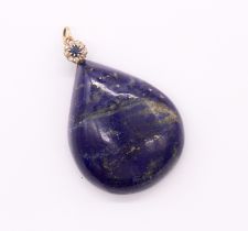 A large lapis lazuli pear shaped pendant measuring approx 55x40mm including top section of
