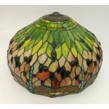 A late 20th/early 21st century Tiffany style large lamp shade with dragon fly detail to the coloured