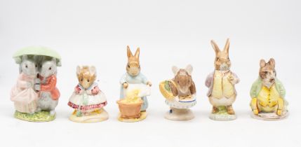 Six mid 20th century John Beswick Beatrix Potter characters.