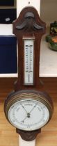 Early 20th century oak barometer with carved detail