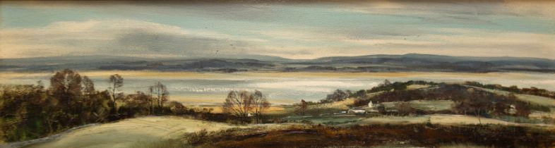 Michael Barnfather (Born. 1934) Titled 'From Tidenham Chase' Oil on board, gallery label to verso,