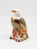 A Royal Crown Derby Imari Bald Eagle paperweight, gold stopper, gold backstamp and signed in gilt by