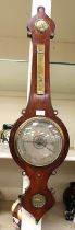 An early 19th Century mahogany banjo barometer by Hudson of London with brass temp dial.