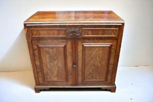 A 20th century secretaire with pull out writing area, along with a side table with bracketed