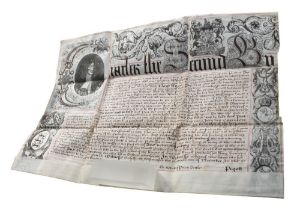 A rare 17th century vellum Letters Patent with Royal Pardon from King Charles II. Dated September