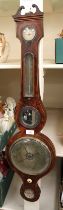 A late Georgian III mahogany wall banjo barometer, B.D.Luvate of Preston, all dials present, good