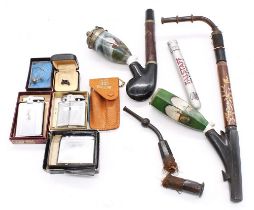 Collection of smoking ephemera to include continental pipes and a collection of vintage boxed
