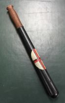 A late 19th century Victorian police truncheon, with the painted arms of the City of London. Of hard