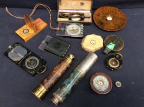 Mixed collection of compasses i.e. military, 19th Century/early 20th Century and modern along with