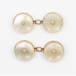 A pair of early 20th century 9ct gold and mother of pearl chain link cufflinks, comprising