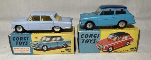 Corgi: A pair of boxed Corgi Toys, Austin A.40 Saloon, Reference No. 216; and Fiat 1800, Reference