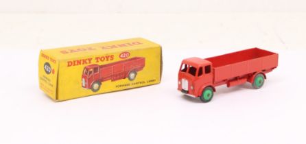 Dinky: A boxed Dinky Toys, Forward Control Lorry, Reference No. 420. Red body with green hubs.