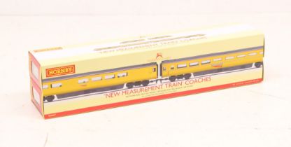 Hornby: A boxed Hornby Railways, OO Gauge, 'New Measurement Train' Coaches, Reference R4457.