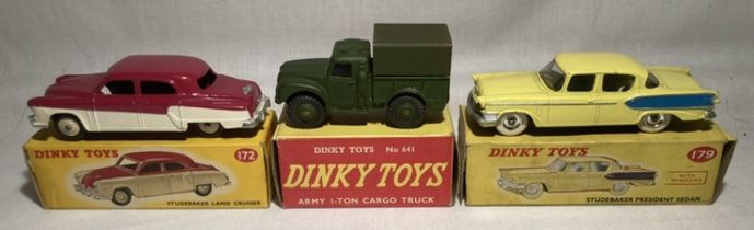 Dinky: A trio of boxed Dinky Toys, to comprise: Studebaker Land Cruiser, Reference No. 172;
