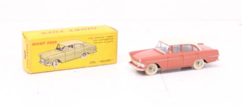 Dinky: A boxed French Dinky Toys, Opel "Rekord", Reference No. 554, coral body with off-white roof