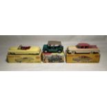 Dinky: A trio of boxed Dinky Toys, Cadillac Tourer, Reference No. 131; Packard Clipper Sedan,