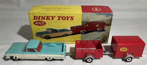 Dinky: A boxed Dinky Toys, Chevrolet Pick-Up & Trailers, Reference 448. Rare set in good but