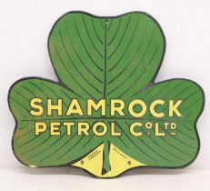 Advertising: A rare Shamrock Petrol Co. Ltd. enamel advertising sign. Distributed by J.H. Murphy,