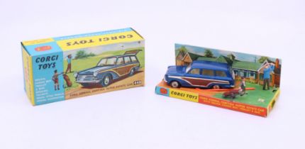 Corgi: A boxed Corgi Toys, Ford Consul Cortina Super Estate Car with Golfer, Caddie Boy, Trolley and