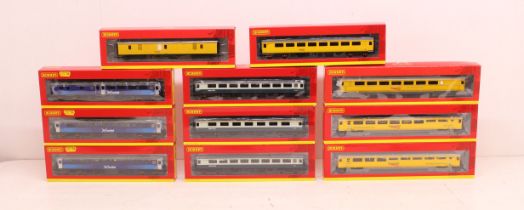 Hornby: A collection of eleven boxed Hornby Railways, OO Gauge, coaches and rolling stock to